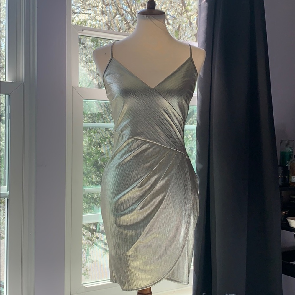 Metallic gold mini dress